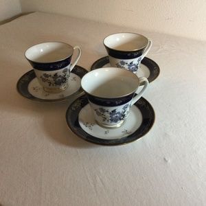 Vintage Three Cup and Saucers by Noritake - Legacy Dazure #3091
